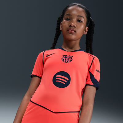 Maglia Nike F.C. Barcelona 2025/26 Stadium Third Dri-FIT Total 90 Replica "Bright Mango & Midnight Navy" | Bambini | Calcio | 01 | SPORTSHOWROOM