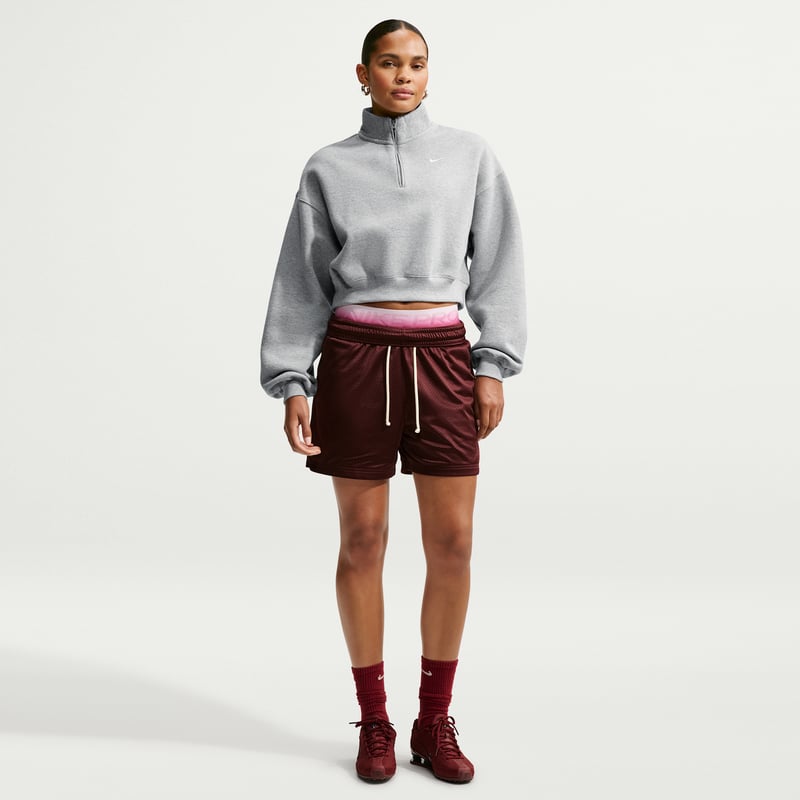 Nike Studio Fleece Medium Weight Oversized 1/4-Zip Cropped Topp "Dark Grey Heather & Sail" | Dame | | 03 | SPORTSHOWROOM
