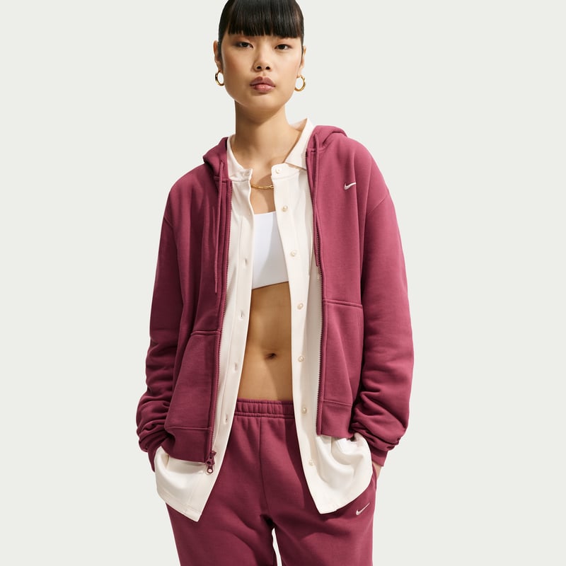 Nike Studio Fleece Medium Weight Full-Zip Hettegenser "Pink Smoke & Sail" | Dame | | 02 | SPORTSHOWROOM