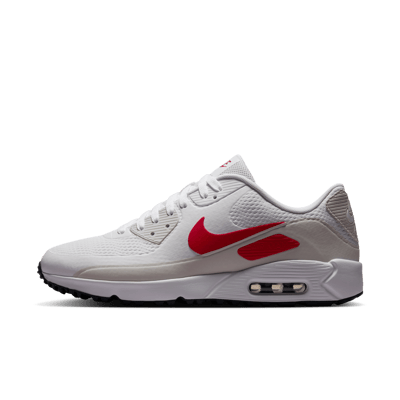 Buty do golfa Nike Air Max 90 G "White & Fire Red" | Mezczyzni | Golf | 01 | SPORTSHOWROOM
