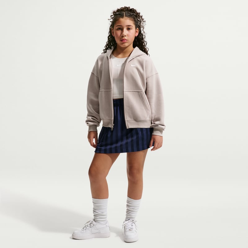 Nike Studio Fleece Oversized Full-Zip Hettegenser "Moon Particle & White" | Barn | | 03 | SPORTSHOWROOM