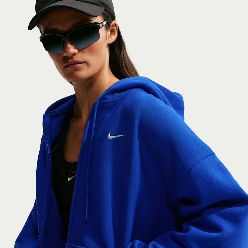 Nike Studio Fleece Heavyweight Oversized Full-Zip Hettegenser "Old Royal & Sail" | Dame | | 00 | SPORTSHOWROOM