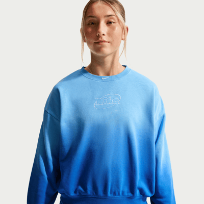 Nike Studio Fleece Lightweight Oversized Graphic Crew Genser "Football Blue & Game Royal" | Barn | | 00 | SPORTSHOWROOM