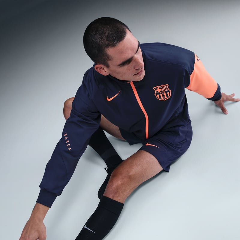Nike FC Barcelona Strike Third Dri-FIT Total 90 Anthem Jacket "Midnight Navy & Bright Mango" | Men | SportStyle | 03 | SPORTSHOWROOM
