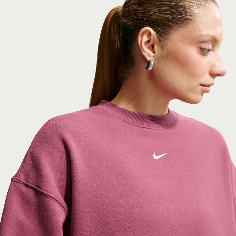 Nike Studio Fleece Medium Weight Oversized Crew Genser "Pink Smoke & Sail" | Dame | Skating | 02 | SPORTSHOWROOM