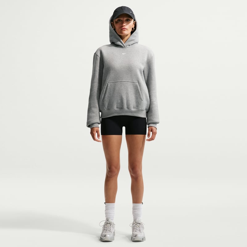 Nike Studio Fleece Medium Weight Pullover Hettegenser "Dark Grey Heather & Sail" | Dame | | 03 | SPORTSHOWROOM