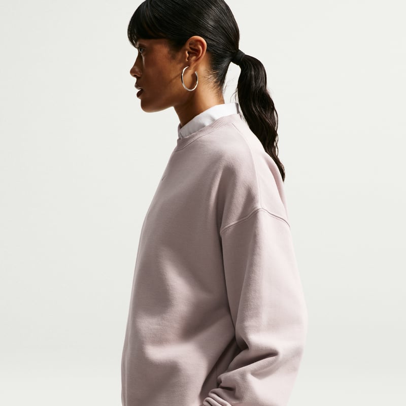 Nike Studio Fleece Medium Weight Oversized Crew Sweater "Cream II & Sail" | Women | | 02 | SPORTSHOWROOM
