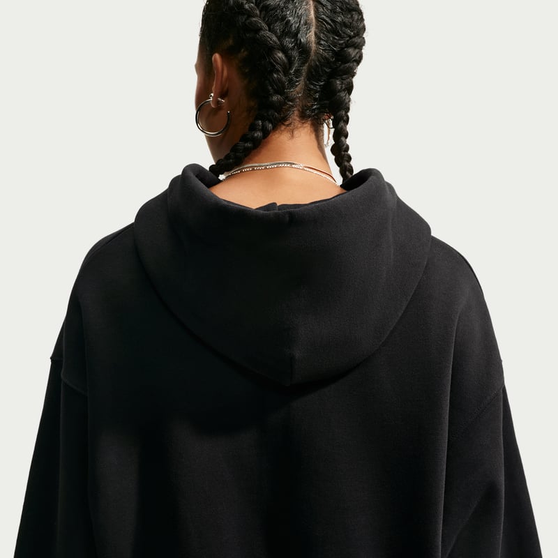 Nike Studio Fleece Weight Oversized Full-Zip Cropped Hettegenser "Total Black & Sail" | Dame | | 01 | SPORTSHOWROOM