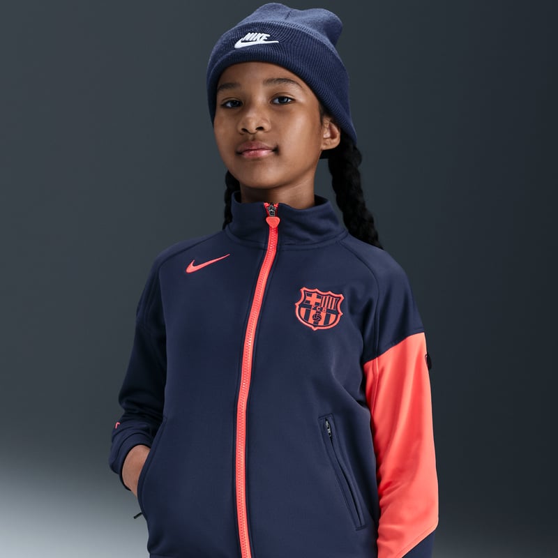 Nike FC Barcelona Academy Pro Third Dri-FIT Total 90 Anthem Jacket "Midnight Navy & Bright Mango" | Kids | SportStyle | 01 | SPORTSHOWROOM
