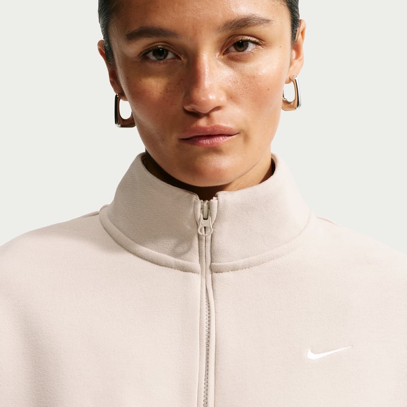 Nike Studio Fleece Medium Weight Oversized 1/4-Zip Cropped Topp "Cream II & Sail" | Dame | | 05 | SPORTSHOWROOM