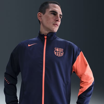 Giacca Nike FC Barcelona Strike Third Dri-FIT Total 90 Anthem "Midnight Navy & Bright Mango" | Uomo | Sportstyle | 01 | SPORTSHOWROOM