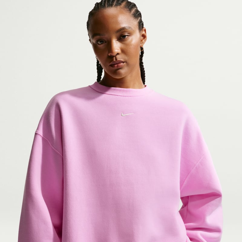 Nike Studio Fleece Medium Weight Oversized Crew Sweater "Pink Rise & Sail" | Women | | 00 | SPORTSHOWROOM