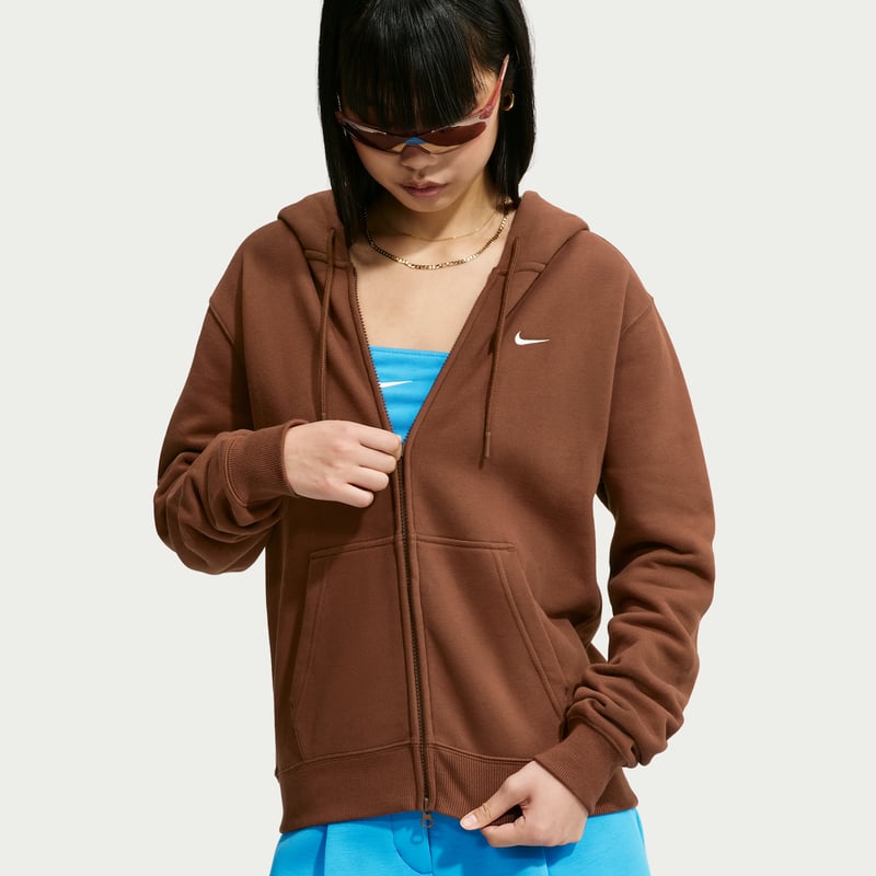 Nike Studio Fleece Medium Weight Full-Zip Hettegenser "Cacao Wow & Sail" | Dame | | 02 | SPORTSHOWROOM