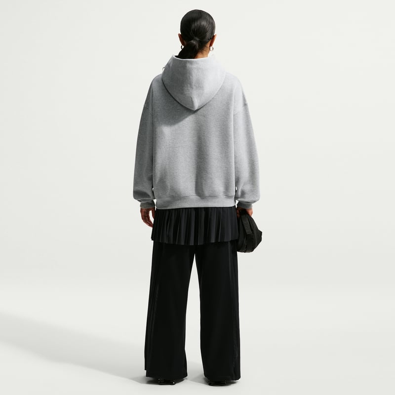 Nike Studio Fleece Medium Weight Oversized Pullover Hettegenser "Dark Grey Heather & Sail" | Dame | | 04 | SPORTSHOWROOM