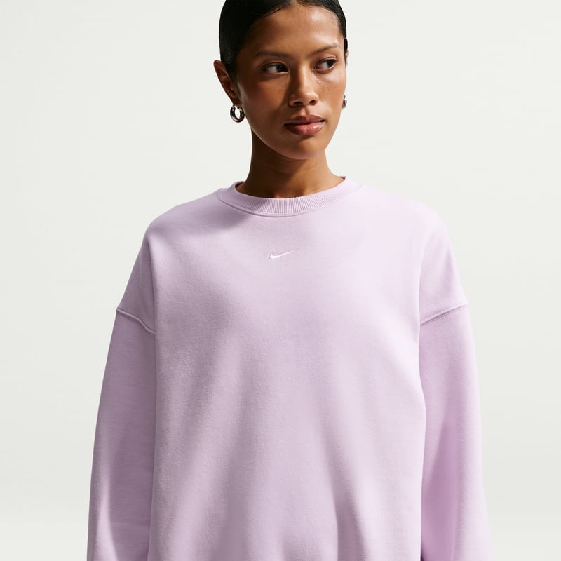 Nike Studio Fleece Medium Weight Oversized Crew Genser "Bleached Lilac & Sail" | Dame | Skating | 00 | SPORTSHOWROOM