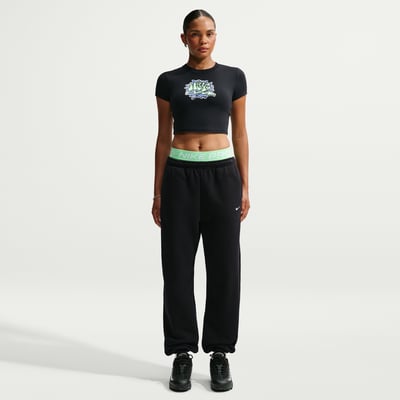 Nike Studio Fleece Medium Weight High-Rise Oversized Cuffed Bukse "Total Black & Sail" | Dame | | 00 | SPORTSHOWROOM