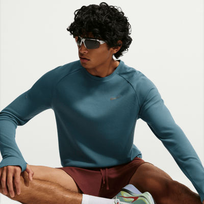 Nike Stride Dri-FIT Running Waffle Crew Top "Smokey Blue" | Herren | Laufen | 01 | SPORTSHOWROOM