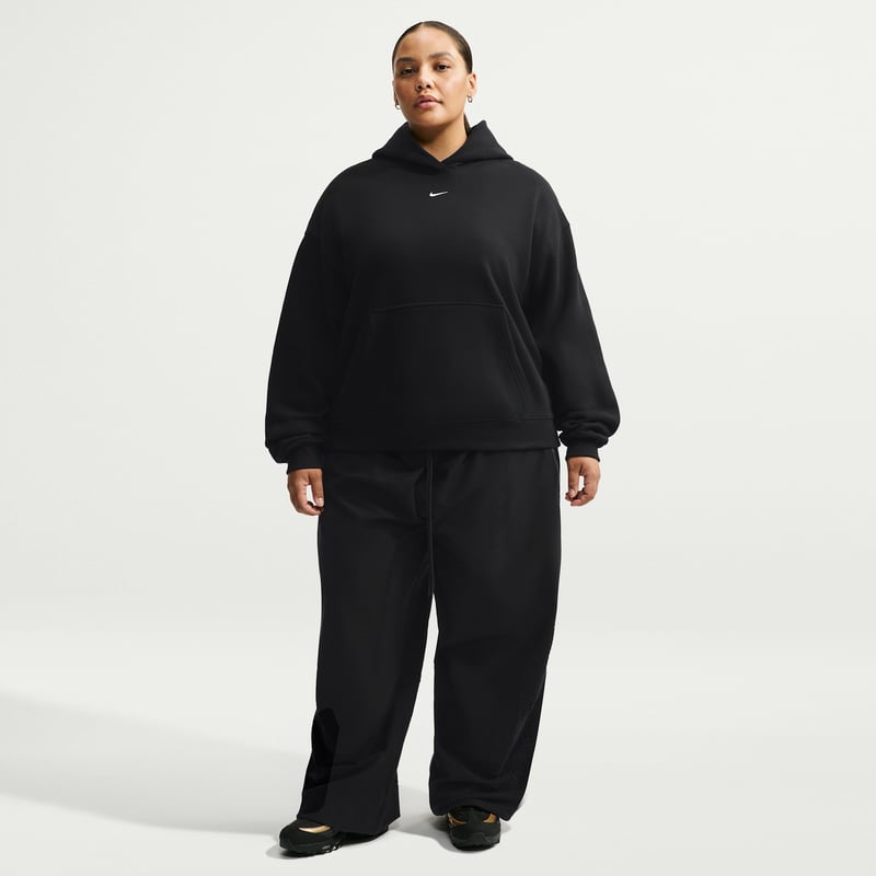 Nike Studio Fleece Medium Weight Oversized Pullover Hettegenser "Total Black & Sail" | Dame | | 03 | SPORTSHOWROOM