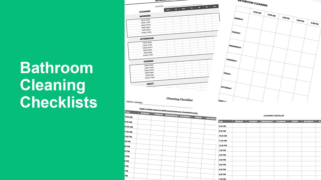 Free Bathroom Cleaning Checklists with Printable Spreadsheet & PDFs