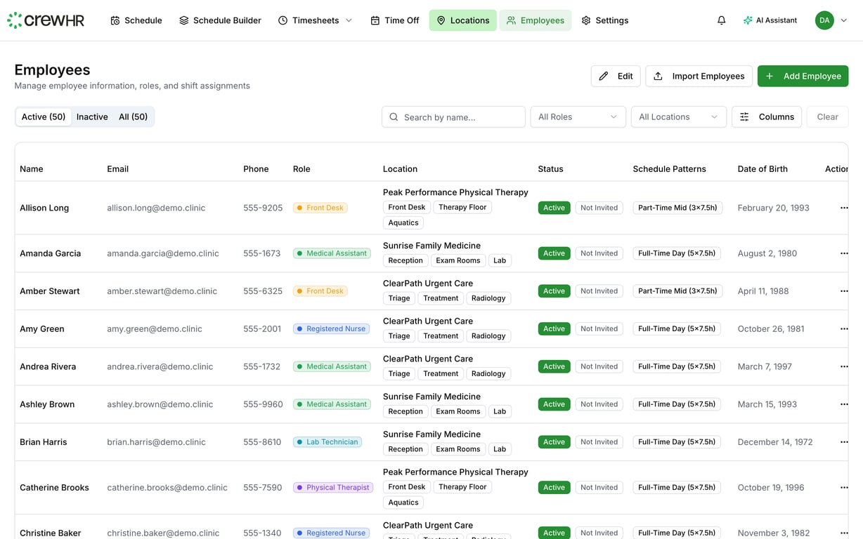Inviting Employees to CrewHR