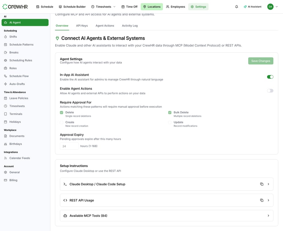API Keys and AI Agent Settings