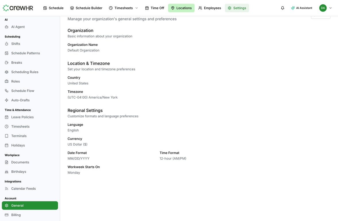 Configuring General Settings