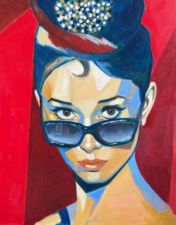 Audrey Hepburn - Red portrait by Pierre Benjamin