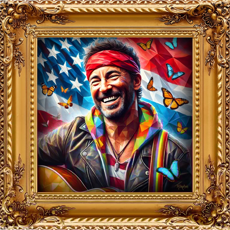 MikoArt-Liquid Gloss®-07FP/Bruce Springsteen-120x120cm by MikoArt