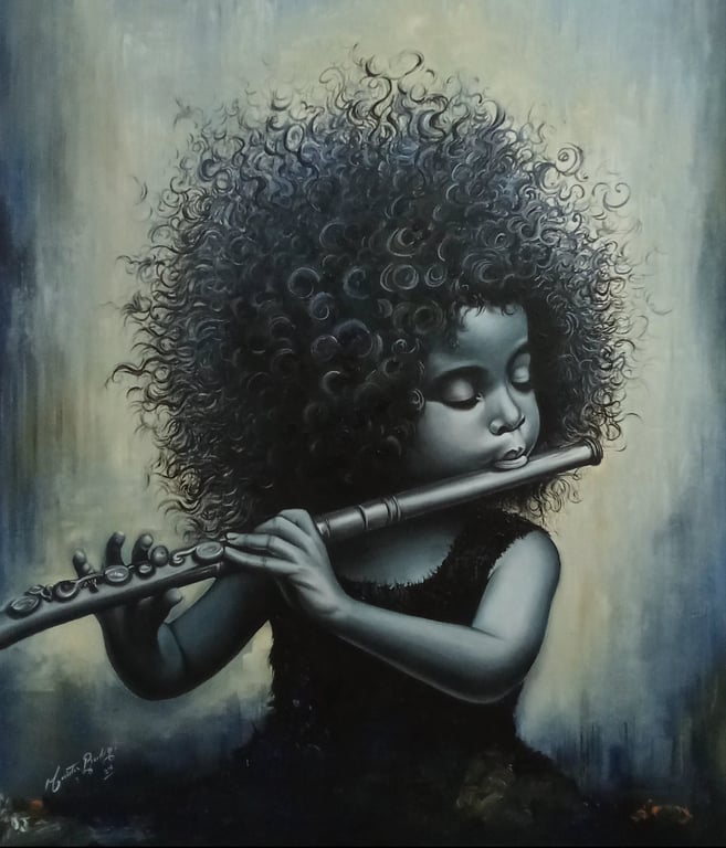La niña y la flauta  by Macister Rodríguez 