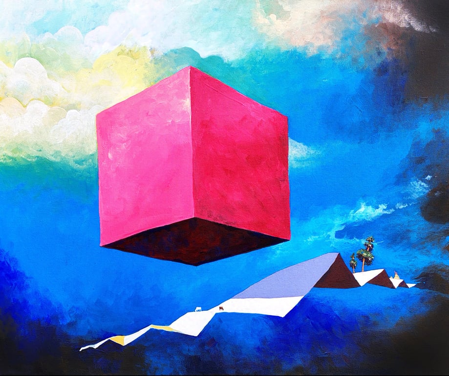 Red Cube In Landscape - No.1