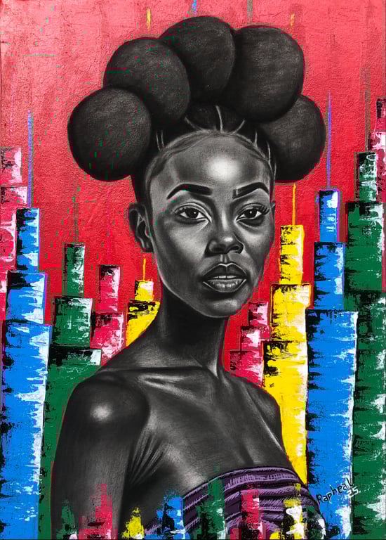 A BLACK WOMAN WITH A DISTINCT HAIRSTYLE  by Rapheal Akano