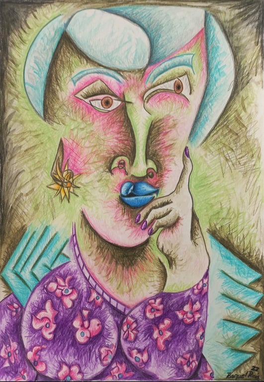 Woman with her hand resting on her Face by Raquel Reis