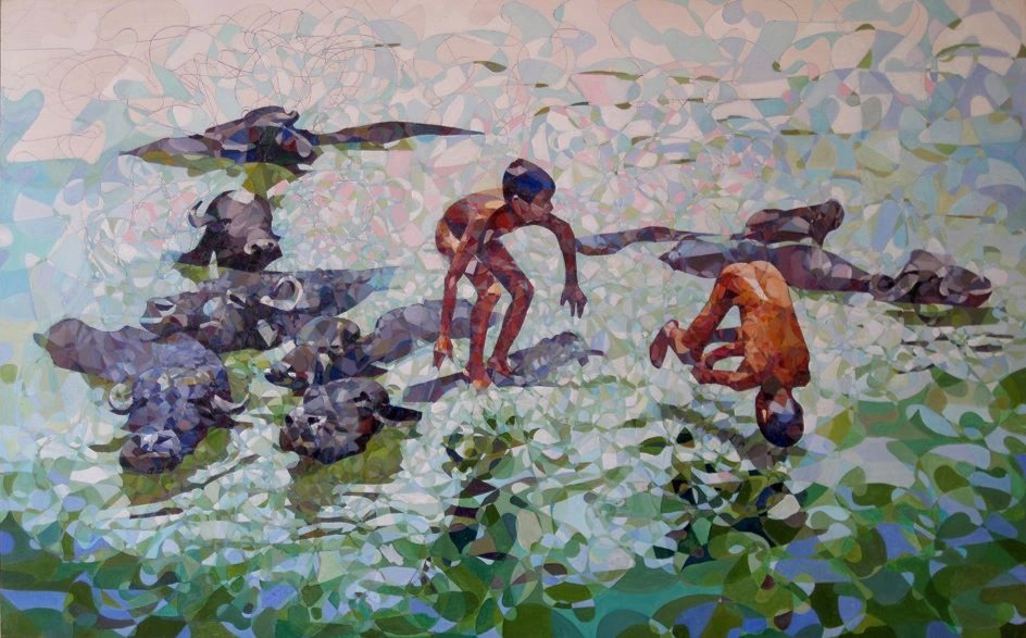 "NIÑOS JUGANDO CON BÚFALOS" by Andrades