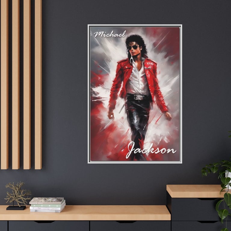 Framed canvas print featuring a pop icon: a tribute to Michael Jackson. by Macister Rodríguez 