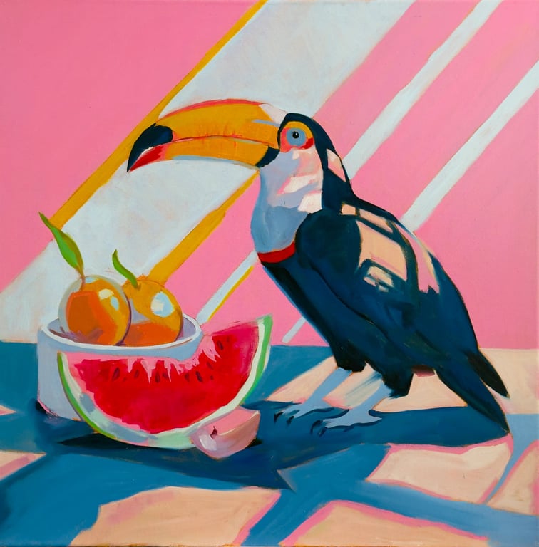 Toucan eating a watermelon by Pierre Benjamin