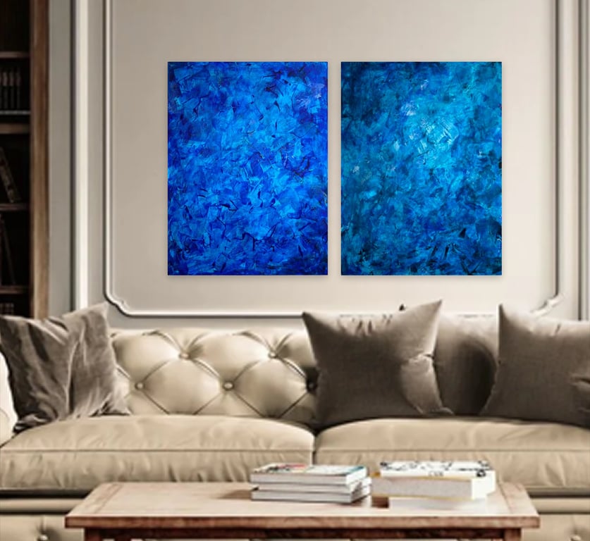 Depth of Rhodes & Blue Silence / Diptych (Set of 2) by Nataliia Ivaniv