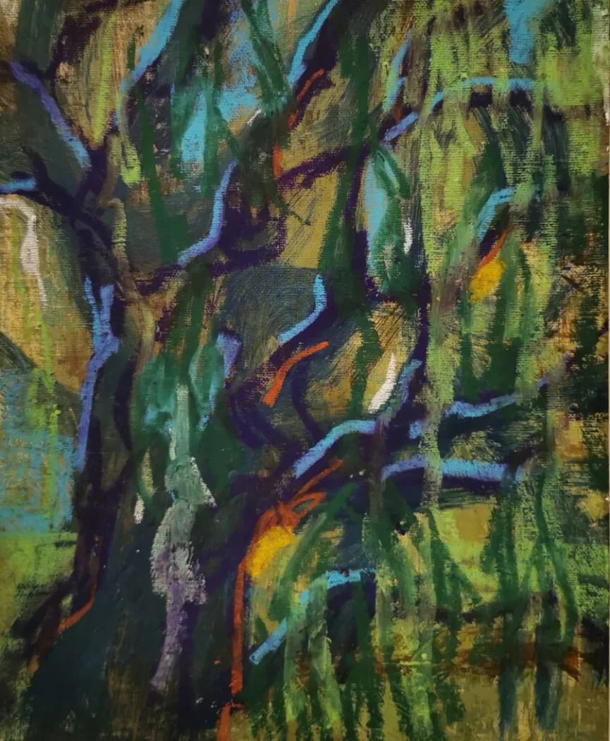 Impression of a garden at night (Ghaf) I by Alia Zaal