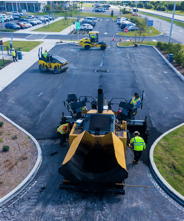 Paving equipment at work
