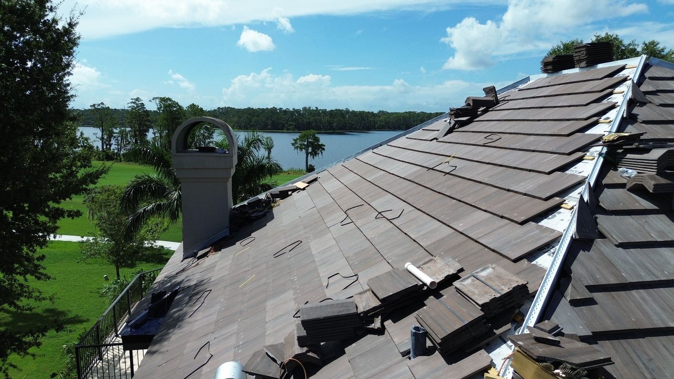 Roofing crew at work