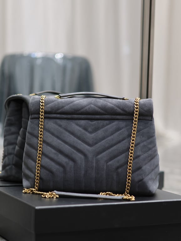SAINT LAURENT LOULOU MEDIUM ASH GREY SHOULDER BAG 32CM