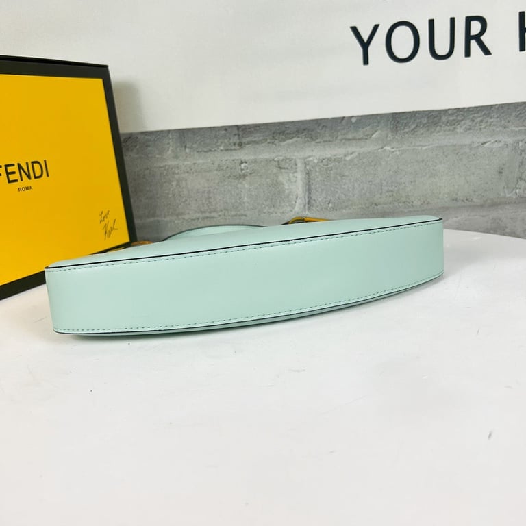 FENDI O’LOCK SWING MINT GREEN LEATHER CLUTCH HIGH QUALITY