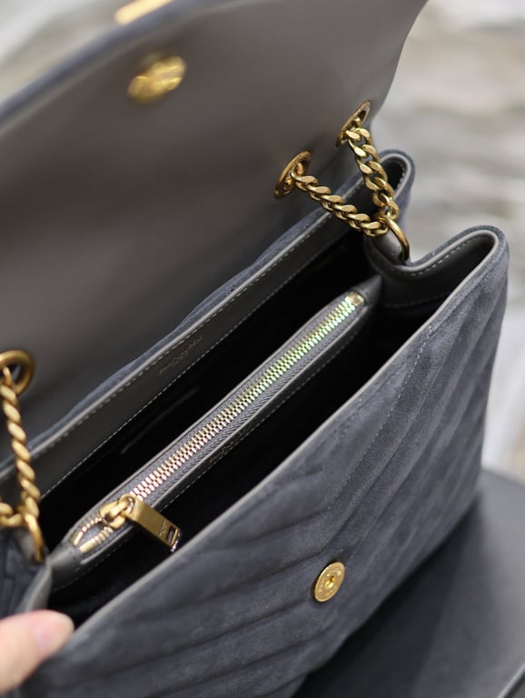 SAINT LAURENT LOULOU MEDIUM ASH GREY SHOULDER BAG 32CM