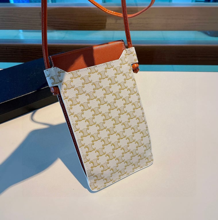CELINE ARC DE TRIOMPHE WHITE CELL PHONE BAG