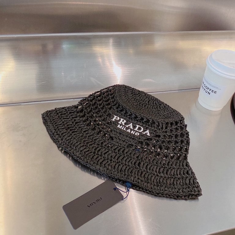PRADA RAFFIA BUCKET HAT BLACK 1HC1372A2TF0002