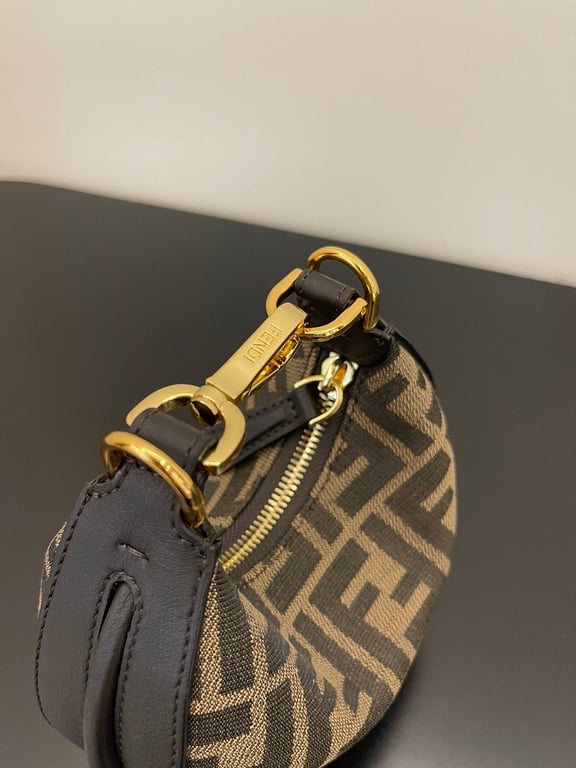 FENDI NANO GRAPHY BROWN FABRIC CHARM 16.5CM 7AS089ANSQF197W HIGH QUALITY