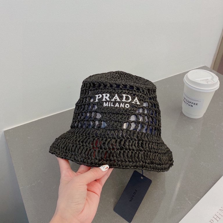 PRADA RAFFIA BUCKET HAT BLACK 1HC1372A2TF0002