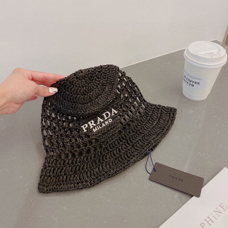 PRADA RAFFIA BUCKET HAT BLACK 1HC1372A2TF0002