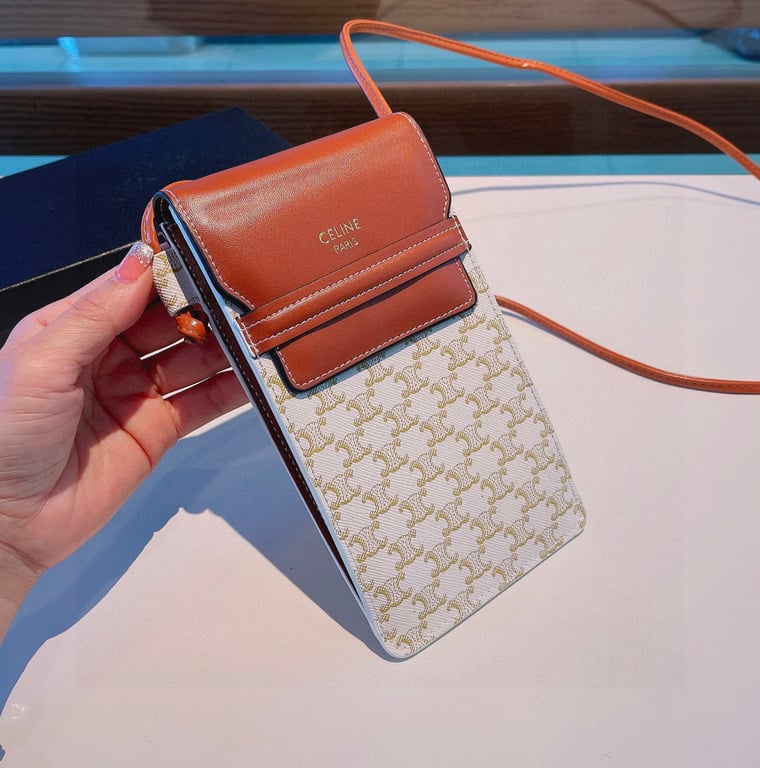 CELINE ARC DE TRIOMPHE BROWN CELL PHONE BAG