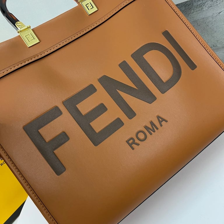 FENDI MEDIUM SUNSHINE SHOPPER BAG BROWN LEATHER 35CM