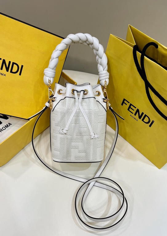 FENDI MON TRESOR WHITE CANVAS MINI BAG 18CM 8BS010AKKWF0K7E